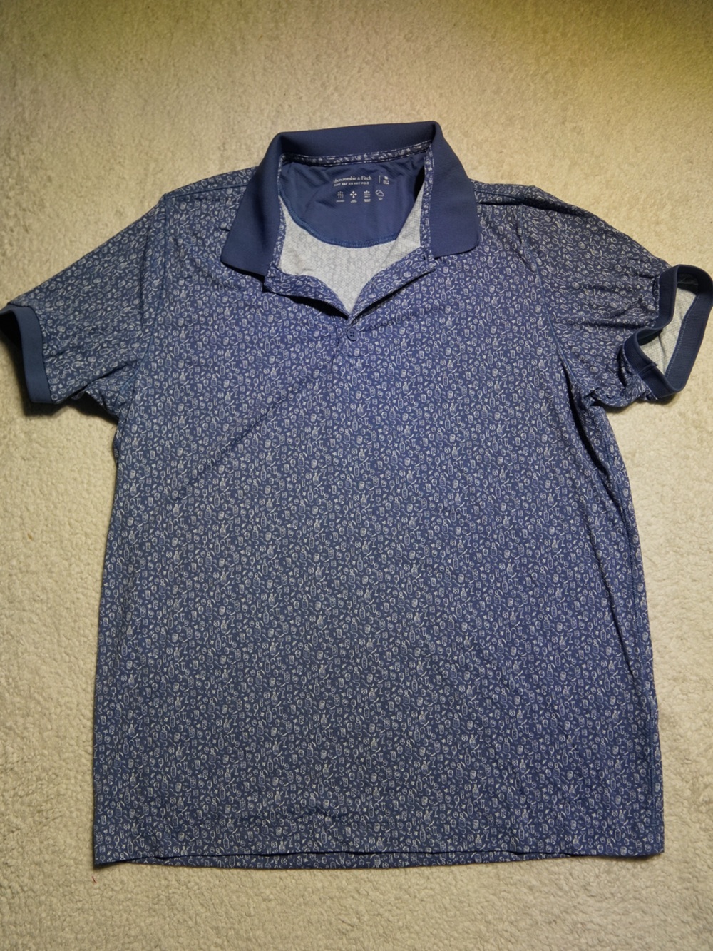Abercrombie & Fitch Men's Size M Soft A&F Air Knit Polo Blue Shirt Patterned